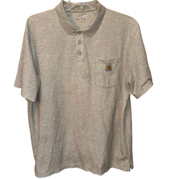Men's Carhartt Grey Single Front Pocket‎ Polo Shirt Size XL - Picture 1 of 5
